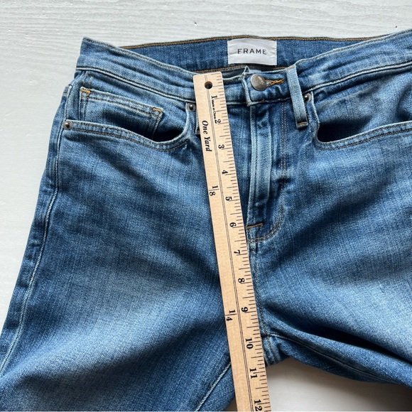 Frame Le Beau Ankle Straight Leg Boyfriend Jeans Womens 23 Cleo Rips Wash - Picture 11 of 16